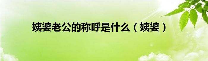姨婆老公的称呼是什么（姨婆）