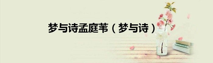 梦与诗孟庭苇（梦与诗）