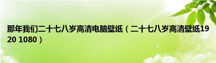那年我们二十七八岁高清电脑壁纸（二十七八岁高清壁纸1920 1080）