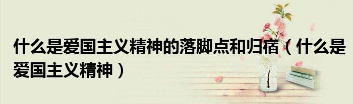 什么是爱国主义精神的落脚点和归宿（什么是爱国主义精神）