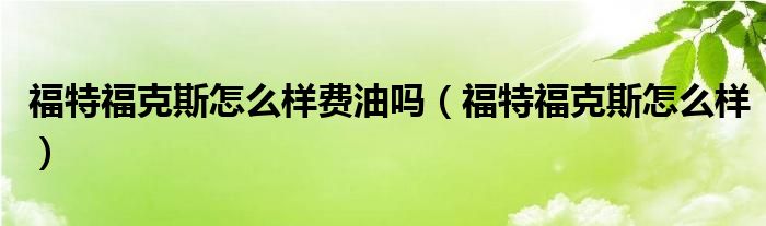 福特福克斯怎么样费油吗（福特福克斯怎么样）