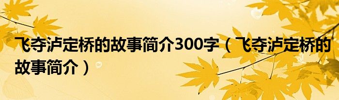 飞夺泸定桥的故事简介300字（飞夺泸定桥的故事简介）