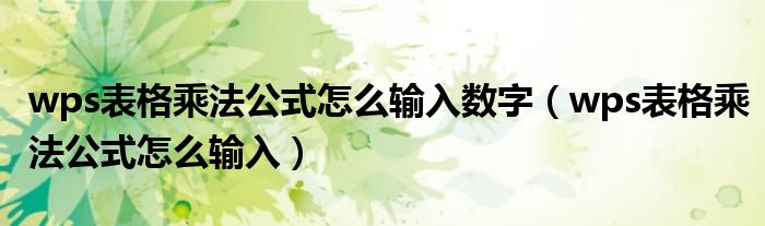 wps表格乘法公式怎么输入数字（wps表格乘法公式怎么输入）