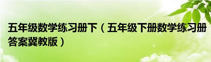 五年级数学练习册下（五年级下册数学练习册答案冀教版）