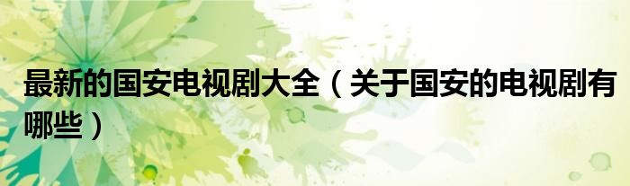 最新的国安电视剧大全（关于国安的电视剧有哪些）