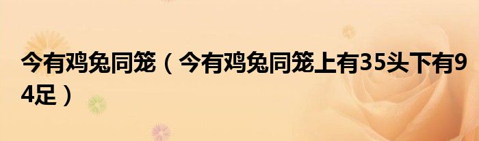 今有鸡兔同笼（今有鸡兔同笼上有35头下有94足）