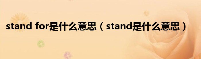 stand for是什么意思（stand是什么意思）