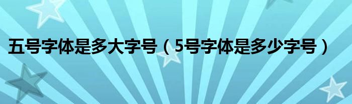 五号字体是多大字号（5号字体是多少字号）
