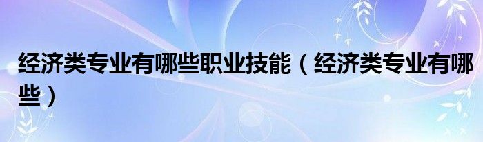 经济类专业有哪些职业技能（经济类专业有哪些）