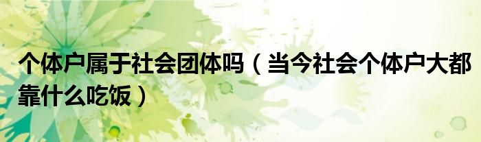 个体户属于社会团体吗（当今社会个体户大都靠什么吃饭）