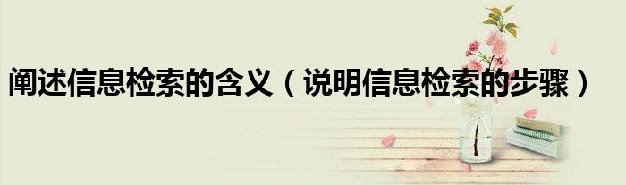 阐述信息检索的含义（说明信息检索的步骤）