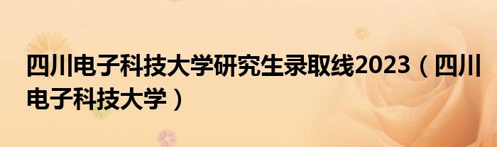 四川电子科技大学研究生录取线2023（四川电子科技大学）