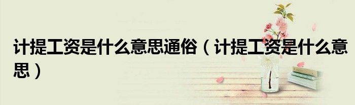 计提工资是什么意思通俗（计提工资是什么意思）