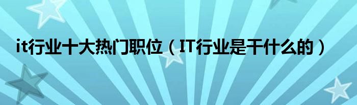 it行业十大热门职位（IT行业是干什么的）