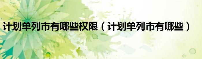 计划单列市有哪些权限（计划单列市有哪些）