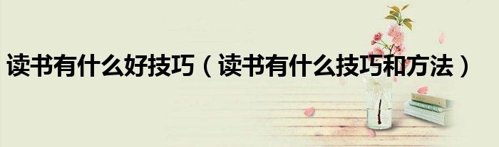 读书有什么好技巧（读书有什么技巧和方法）