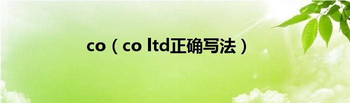 co（co ltd正确写法）