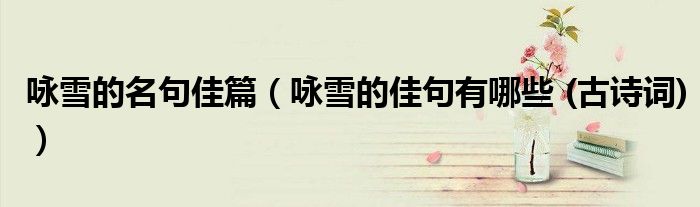 咏雪的名句佳篇（咏雪的佳句有哪些 (古诗词)）