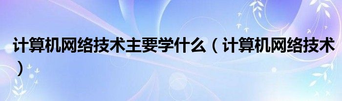 计算机网络技术主要学什么（计算机网络技术）