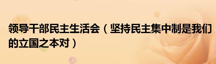 领导干部民主生活会（坚持民主集中制是我们的立国之本对）