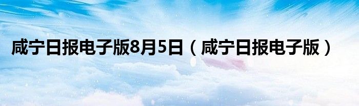 咸宁日报电子版8月5日（咸宁日报电子版）