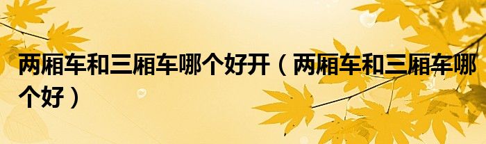 两厢车和三厢车哪个好开（两厢车和三厢车哪个好）