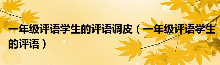 一年级评语学生的评语调皮（一年级评语学生的评语）