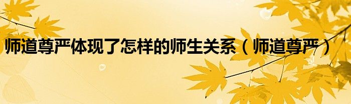 师道尊严体现了怎样的师生关系（师道尊严）