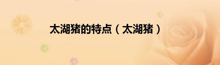太湖猪的特点（太湖猪）