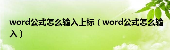 word公式怎么输入上标（word公式怎么输入）