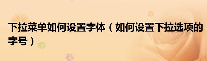 下拉菜单如何设置字体（如何设置下拉选项的字号）