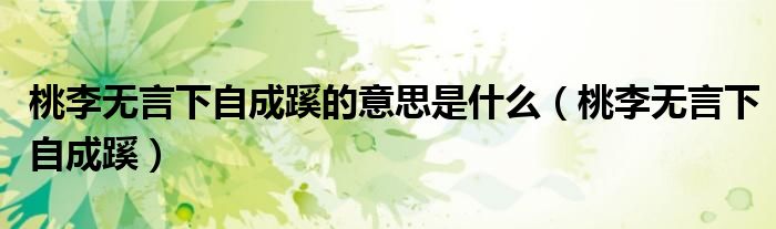 桃李无言下自成蹊的意思是什么（桃李无言下自成蹊）