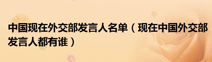 中国现在外交部发言人名单（现在中国外交部发言人都有谁）