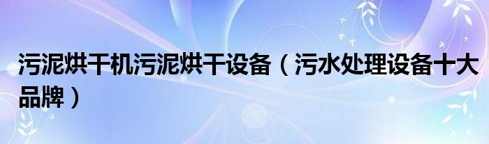 污泥烘干机污泥烘干设备（污水处理设备十大品牌）