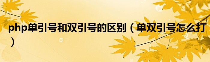 php单引号和双引号的区别（单双引号怎么打）