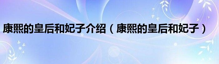 康熙的皇后和妃子介绍（康熙的皇后和妃子）