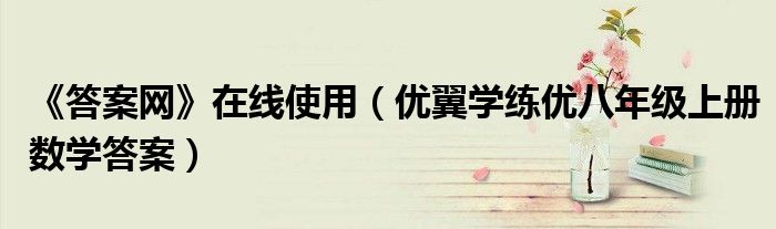 《答案网》在线使用（优翼学练优八年级上册数学答案）