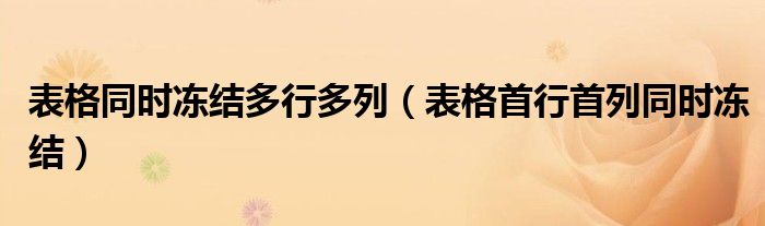 表格同时冻结多行多列（表格首行首列同时冻结）