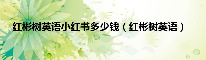 红彬树英语小红书多少钱（红彬树英语）