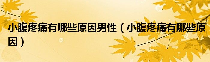 小腹疼痛有哪些原因男性（小腹疼痛有哪些原因）