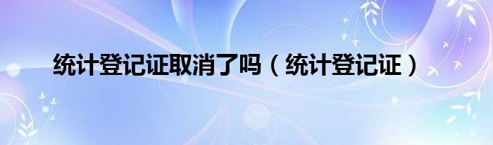 统计登记证取消了吗（统计登记证）