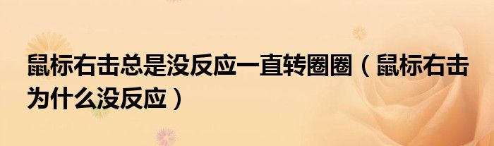 鼠标右击总是没反应一直转圈圈（鼠标右击 为什么没反应）