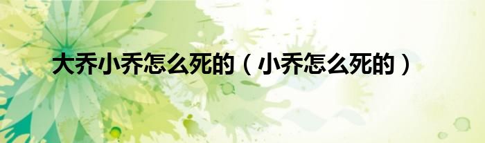 大乔小乔怎么死的（小乔怎么死的）