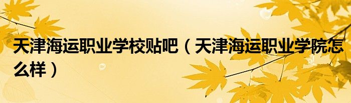 天津海运职业学校贴吧（天津海运职业学院怎么样）