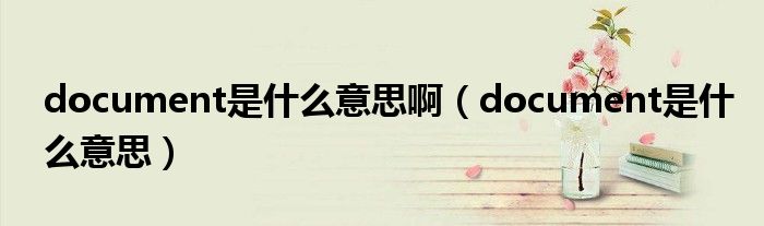 document是什么意思啊（document是什么意思）