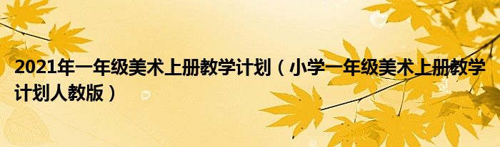 2021年一年级美术上册教学计划（小学一年级美术上册教学计划人教版）