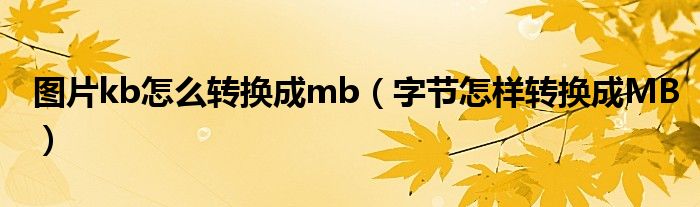 图片kb怎么转换成mb（字节怎样转换成MB）