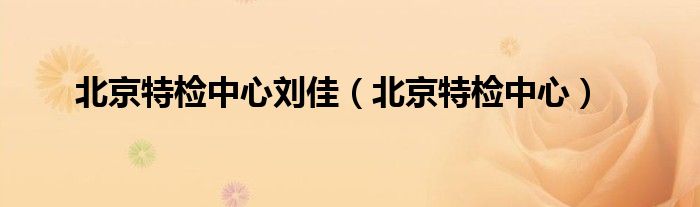 北京特检中心刘佳（北京特检中心）