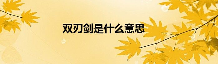双刃剑是什么意思