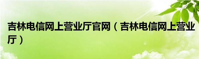吉林电信网上营业厅官网（吉林电信网上营业厅）